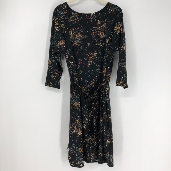 Le Chateau Black floral NWT Boatneck 3/4 sleeve midi dress Size XS - Picture 16 of 16